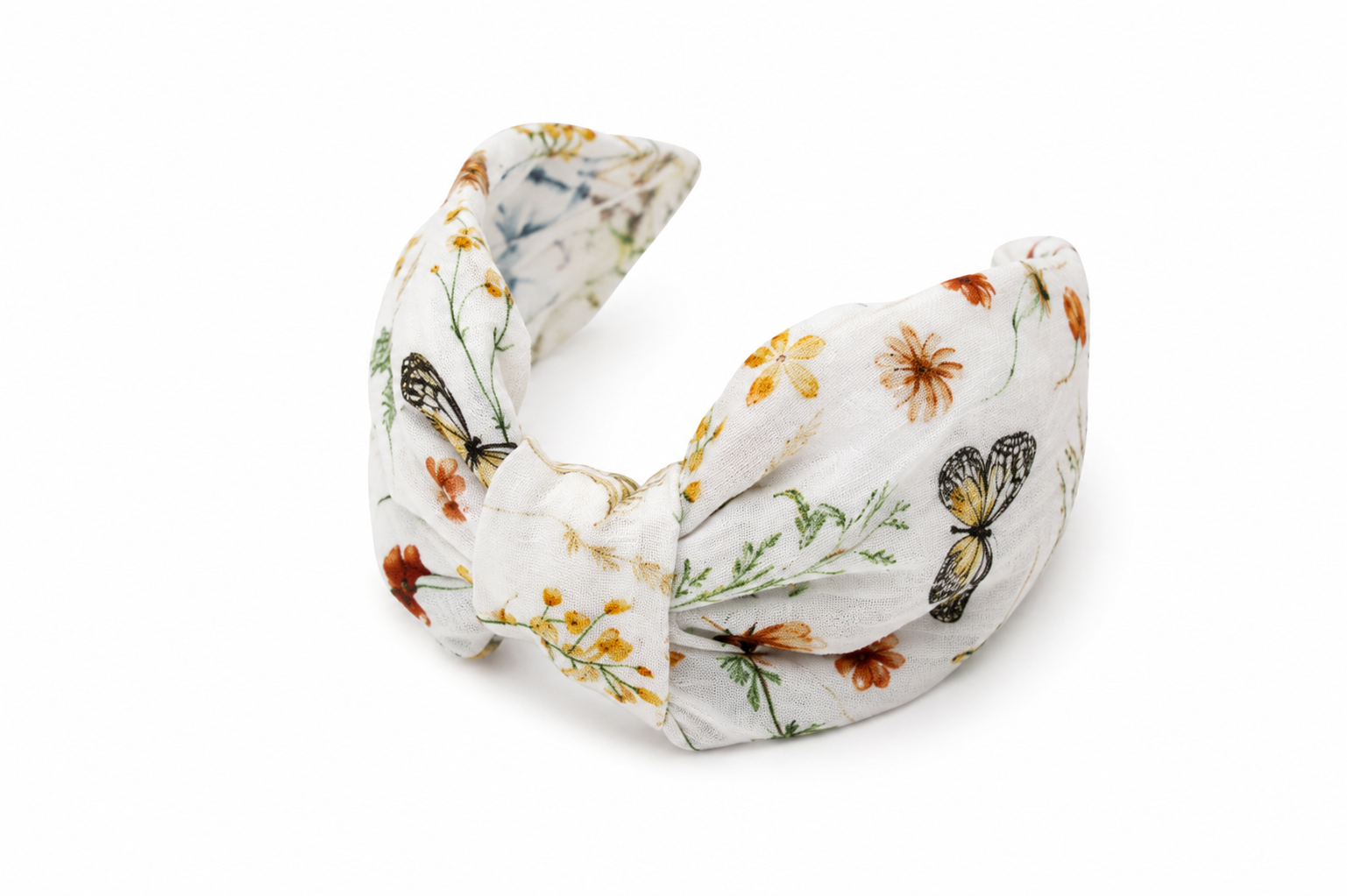 Fleur de Papillon – Gepolsterter Luxus-Haarreif mit Knoten aus Baumwolle