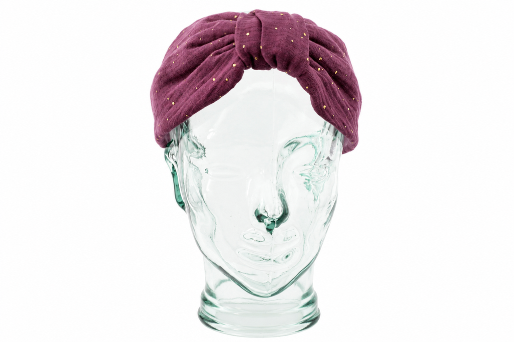 Amélie Berry – Gepolsterter Luxus-Haarreif mit Knoten aus Baumwolle & goldenen Punkten
