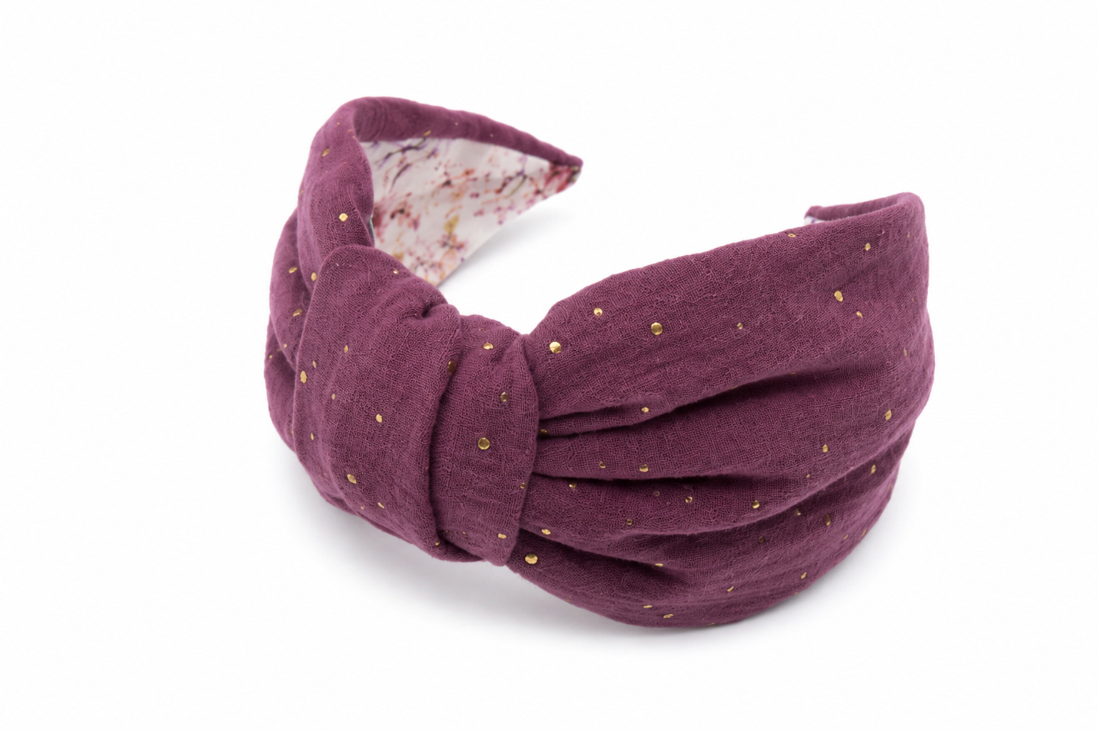 Amélie Berry – Gepolsterter Luxus-Haarreif mit Knoten aus Baumwolle & goldenen Punkten