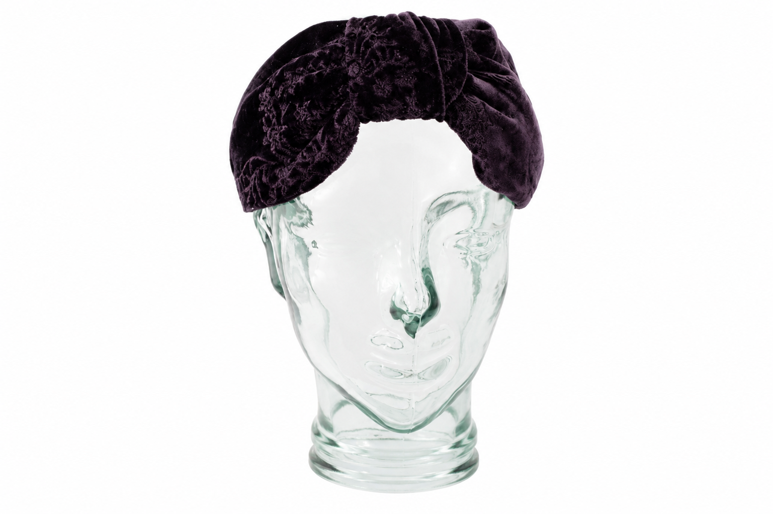 Velvet Aubergine – Gepolsterter Luxus-Haarreif mit Knoten aus Samt