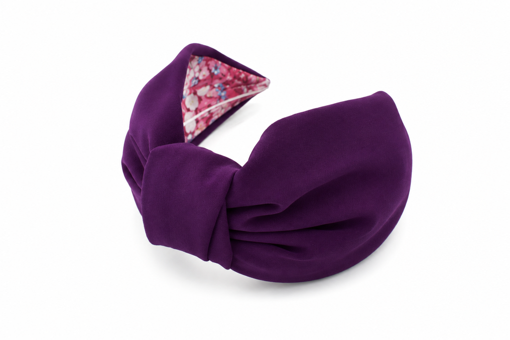 Violette Élégance – Gepolsterter Luxus-Haarreif mit Knoten aus Polyester