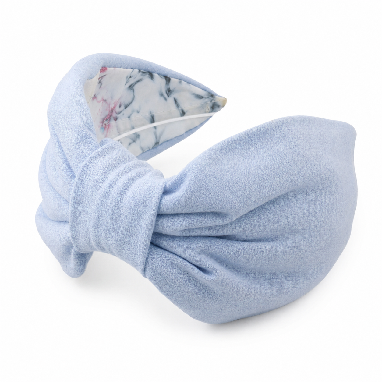 Aurélie Ice – Gepolsterter Luxus-Haarreif mit Knoten in zartem Eisblau