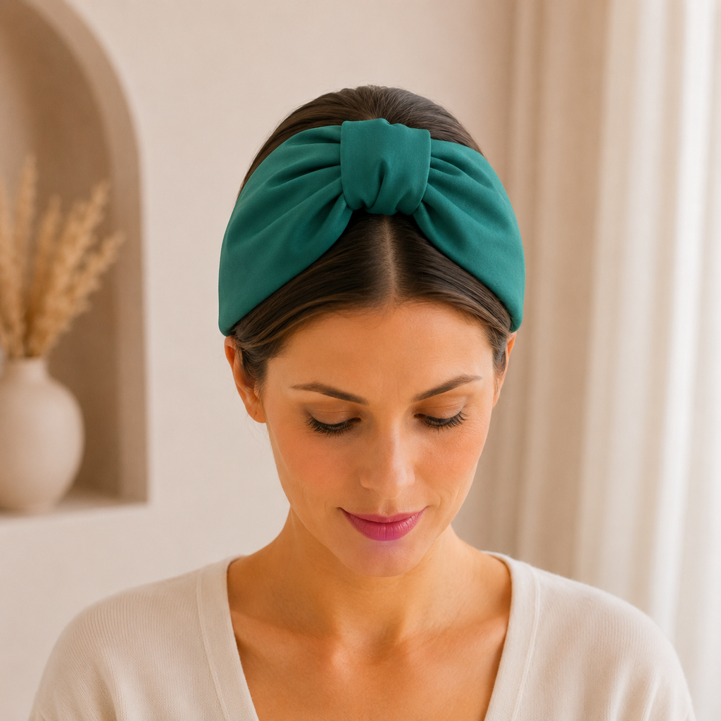 Émeraude Élégance – Gepolsterter Luxus-Haarreif mit Knoten aus Polyester in Smaragdgrün