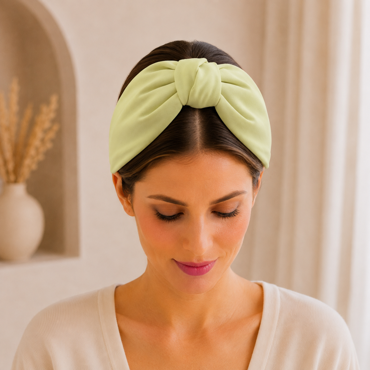 Liora Bloom – Gepolsterter Luxus-Haarreif mit Knoten aus Polyester in Pistaziengrün