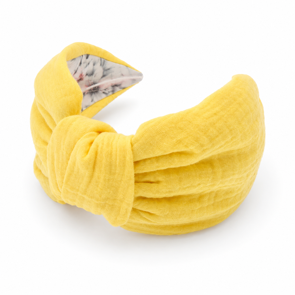 Éliane Sun – Gepolsterter Luxus-Haarreif mit Knoten aus Musselin in Sonnengelb