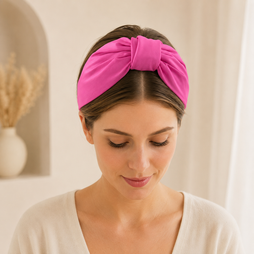 Amélie Fuchsia – Gepolsterter Luxus-Haarreif mit Knoten aus Polyester