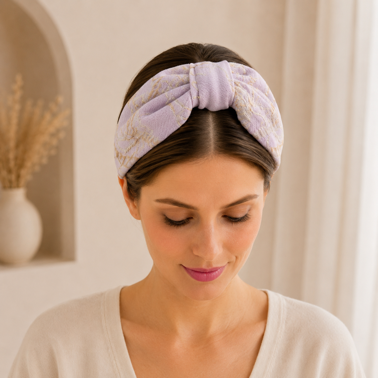 Élise Lavender – Gepolsterter Luxus-Haarreif mit Knoten aus Polyester
