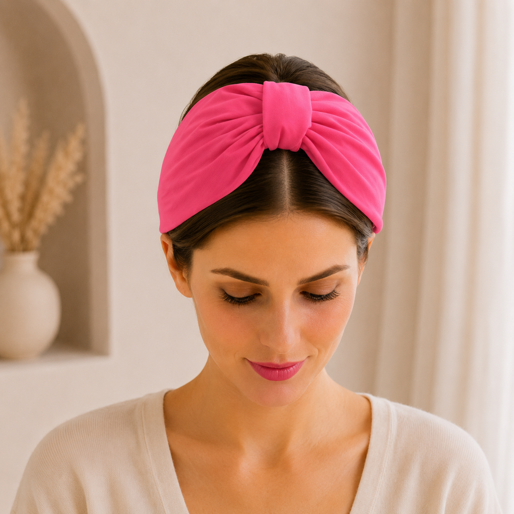 Rosalie Pink – Gepolsterter Luxus-Haarreif mit Knoten aus Polyester