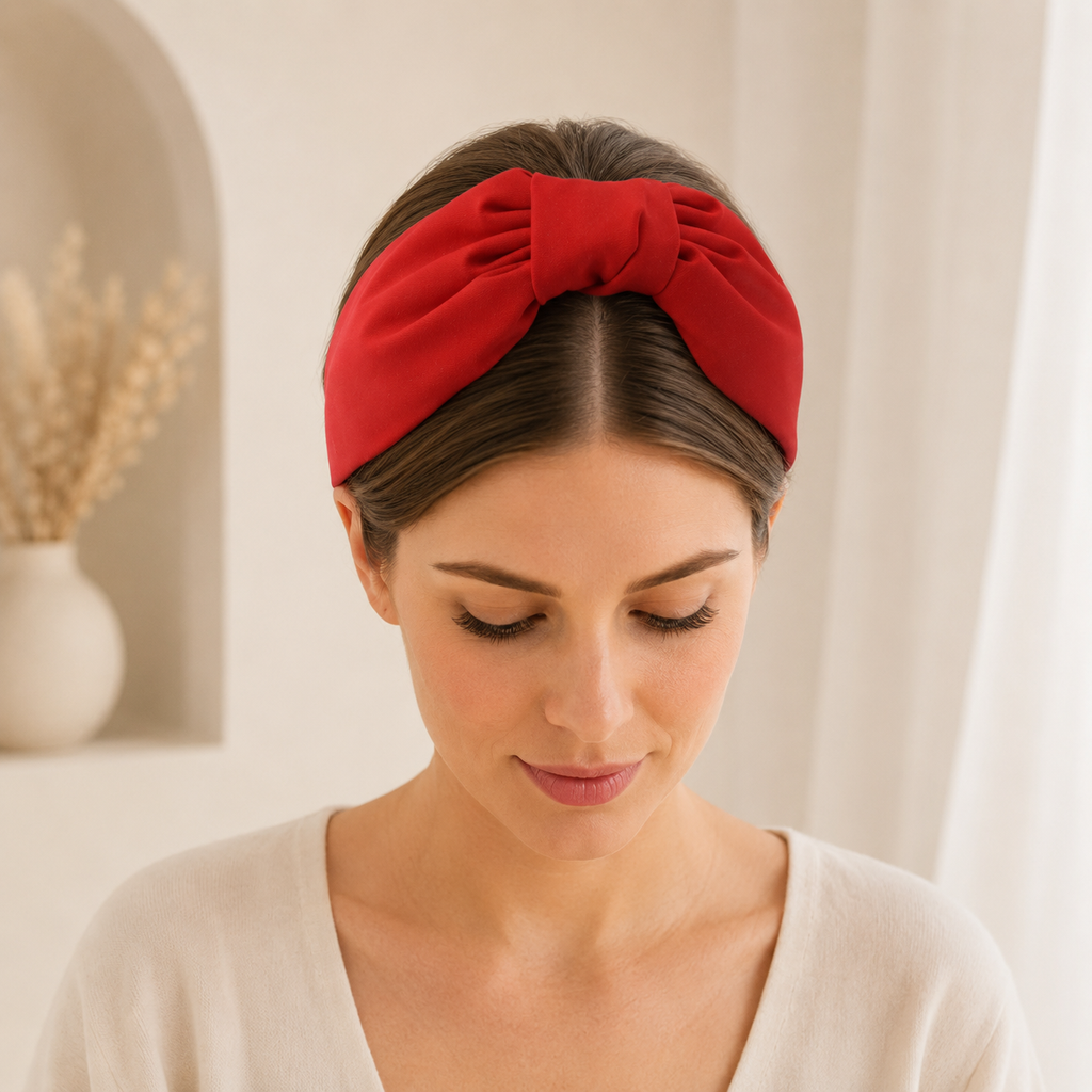 Camille Rouge – Gepolsterter Luxus-Haarreif mit Knoten aus Polyester