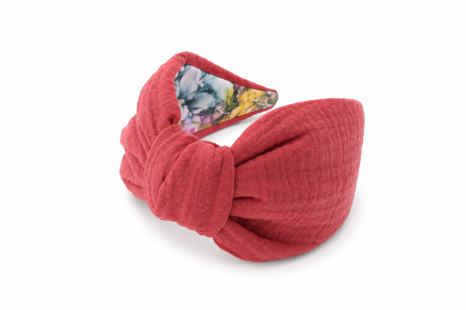 Amélie Coral – Gepolsterter Luxus-Haarreif mit Knoten aus Baumwolle in Korallrosa