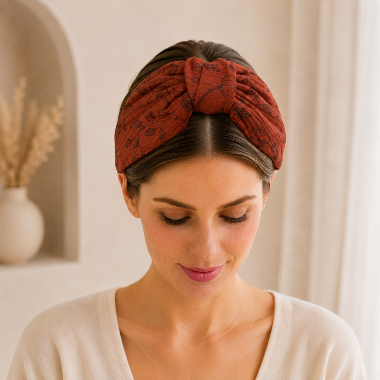 Sienna Terra – Gepolsterter Luxus-Haarreif mit Knoten aus Baumwolle