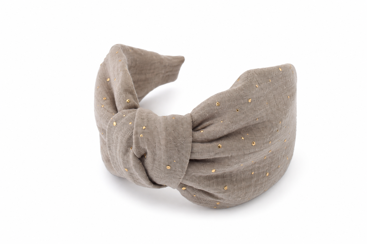 Amélie Gold – Gepolsterter Luxus-Haarreif mit Knoten aus Baumwolle in Taupe