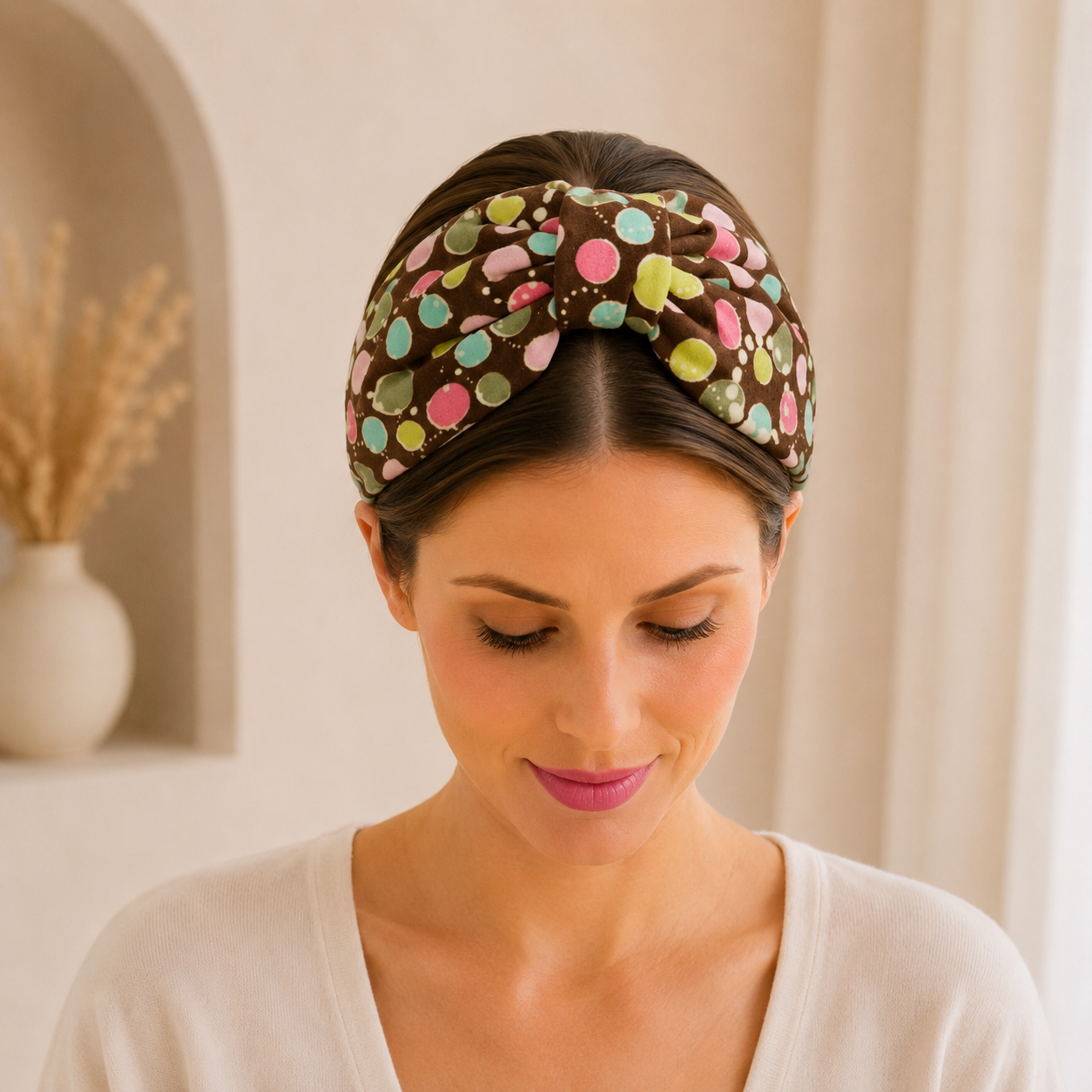 Mila Confetti – Gepolsterter Luxus-Haarreif mit Knoten aus Polyester