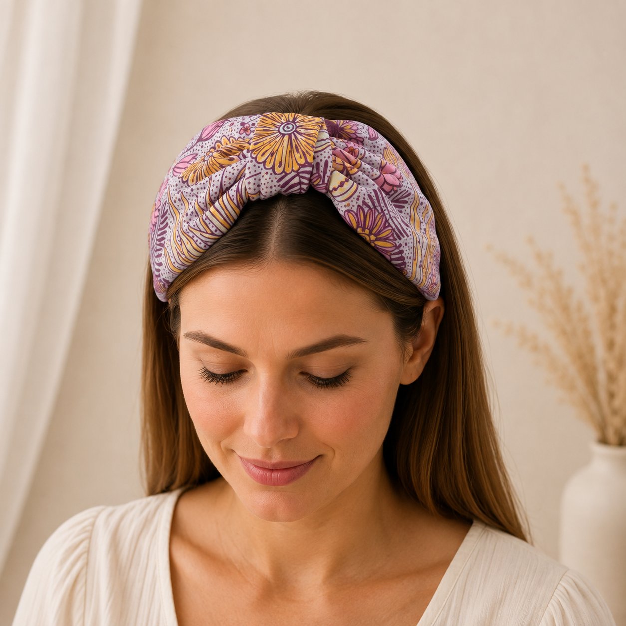 Amélie Bloom – Gepolsterter Luxus-Haarreif mit floralem Knoten aus Polyester