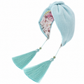 Aurelia Aqua – Gepolsterter Luxus-Haarreif mit Knoten aus hellblauer Baumwolle & Quasten