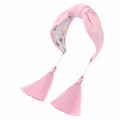 Émilie Rose – Gepolsterter Luxus-Haarreif mit Knoten aus rosa Baumwolle & Quasten