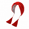Valentina Rouge – Gepolsterter Luxus-Haarreif mit Knoten aus rotem Polyester & Quasten
