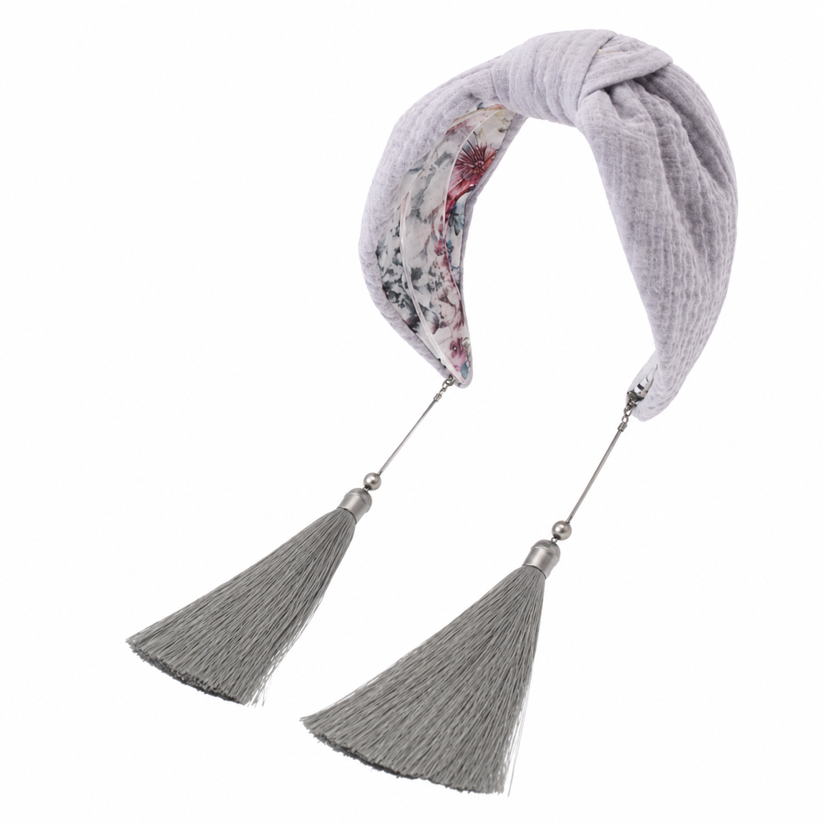 Élise Pearl – Gepolsterter Luxus-Haarreif mit Knoten aus Baumwolle & Quasten