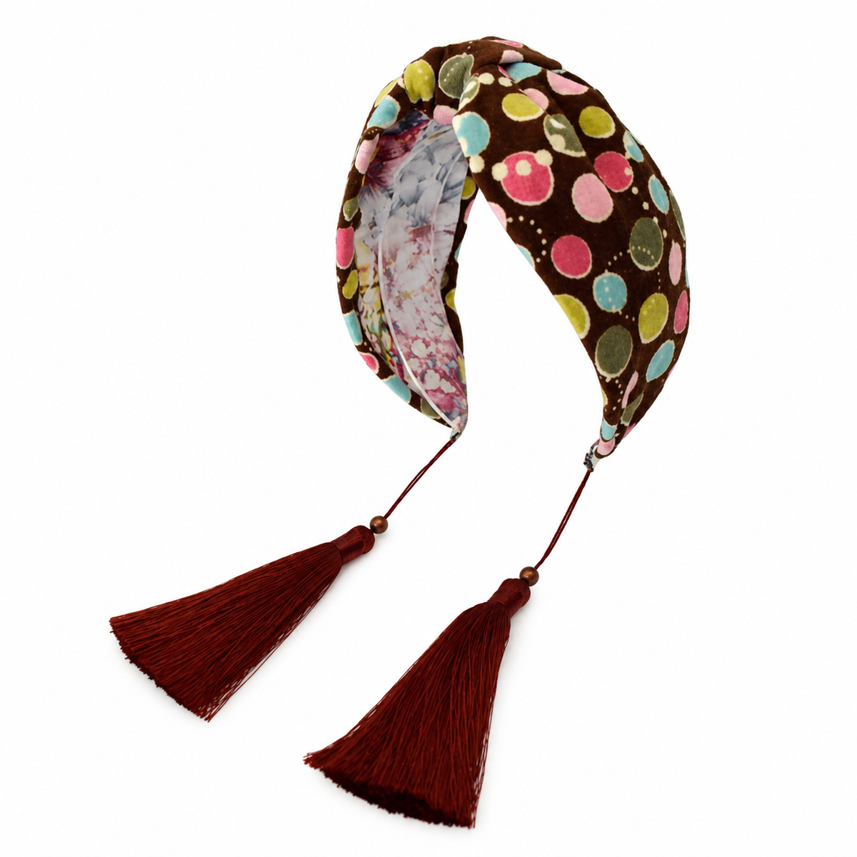Mila Confetti – Gepolsterter Luxus-Haarreif mit Knoten aus Baumwolle & Quasten