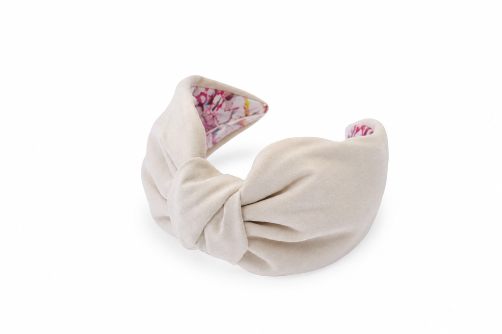 Élodie Crème – Gepolsterter Luxus-Haarreif mit Knoten aus Polyester