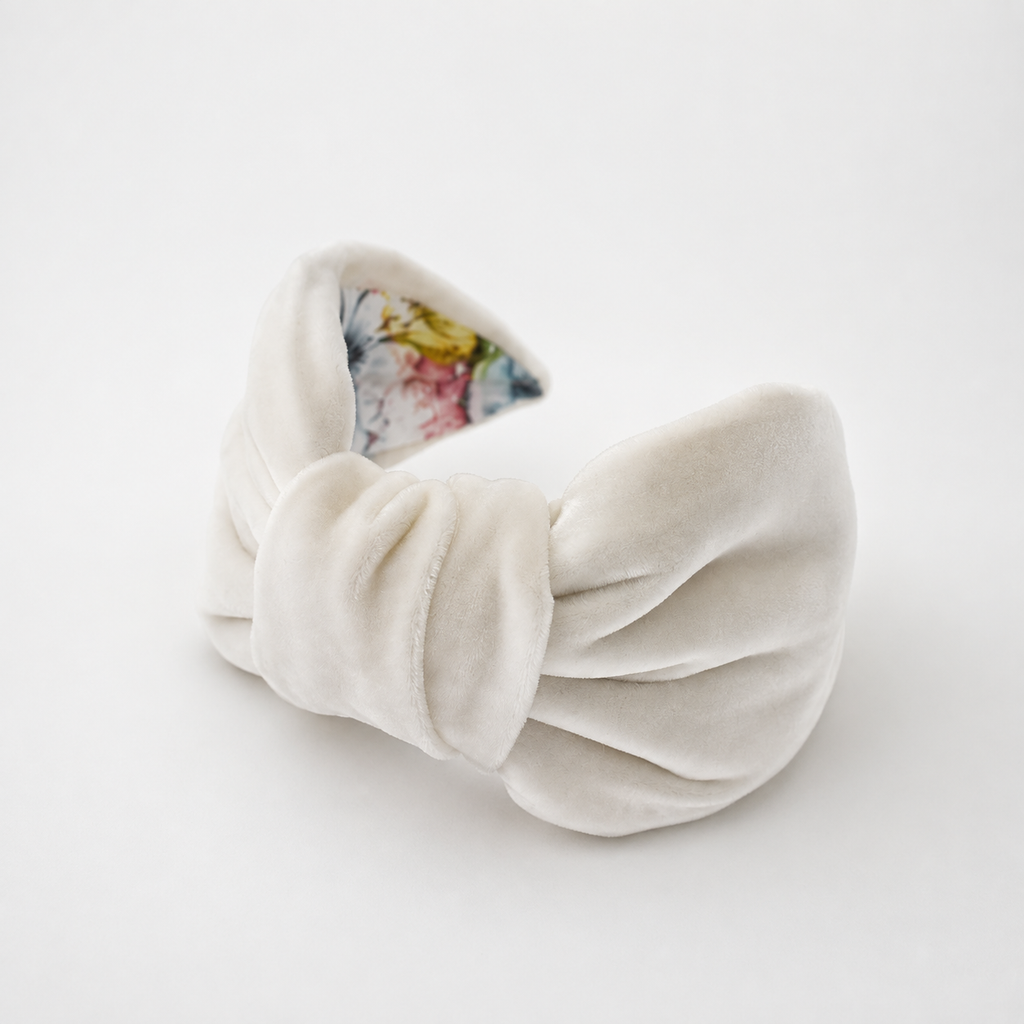 Amélie Ivory – Gepolsterter Luxus-Haarreif mit Knoten aus Polyester